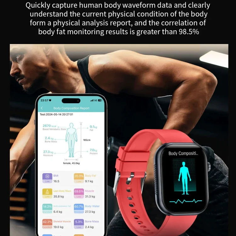 นาฬิกาอัจฉริยะ ET587 หน้าจอ AMOLED 1.95 นิ้ว, ตรวจคลื่นไฟฟ้าหัวใจ (ECG) / ตรวจน้ำตาลในเลือด
