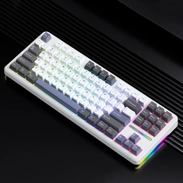 AULA F87 คีย์บอร์ดกลไกแบบมีสาย/2.4G/Bluetooth 87 ปุ่ม ปรับแต่งไฟ RGB สามโหมด