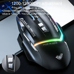 AULA S12 Pro เมาส์เกมแบบมีสาย RGB ความละเอียด 12800DPI