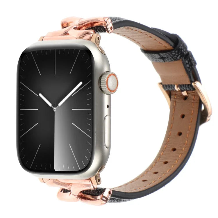 สายรัดนาฬิกาหนังแท้หัวเข็มขัดรูปตัว X สำหรับ Apple Watch 46 มม. / 49 มม. / 45 มม. / 44 มม. และ Apple Watch 42 มม. / 41 มม. / 40 มม. / 38 มม.