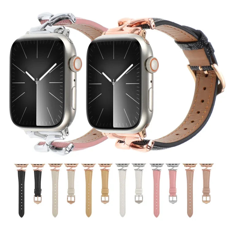 สายรัดนาฬิกาหนังแท้หัวเข็มขัดรูปตัว X สำหรับ Apple Watch 46 มม. / 49 มม. / 45 มม. / 44 มม. และ Apple Watch 42 มม. / 41 มม. / 40 มม. / 38 มม.