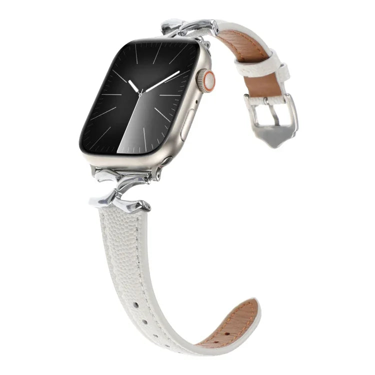 สายรัดนาฬิกาหนังแท้หัวเข็มขัดรูปตัว X ลายจุด สำหรับ Apple Watch 46 มม. / 49 มม. / 45 มม. / 44 มม. และ Apple Watch 42 มม. / 41 มม. / 40 มม. / 38 มม.
