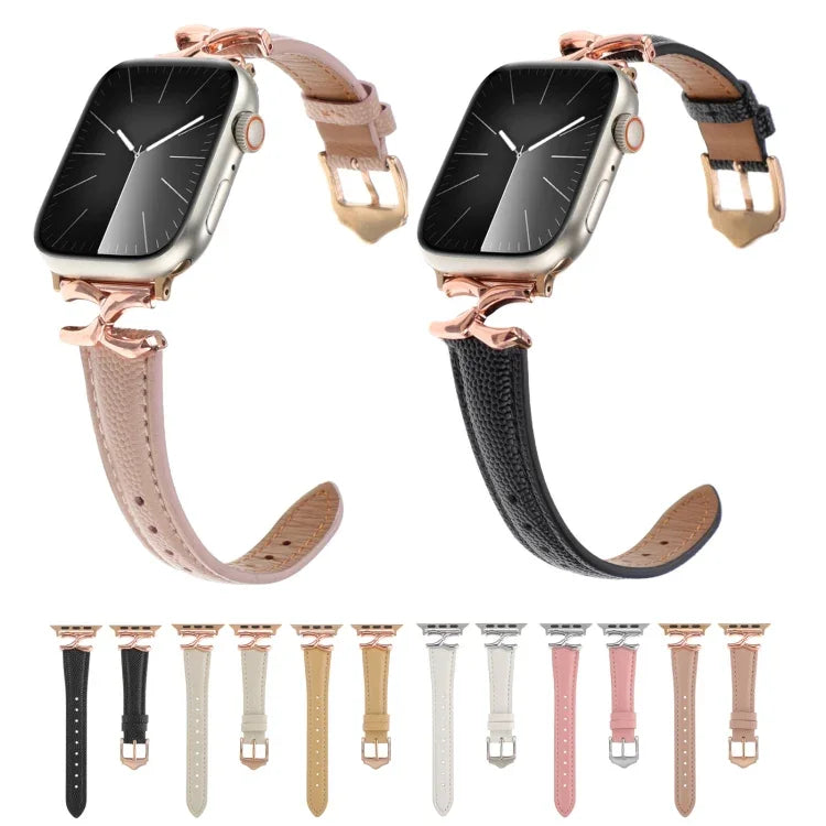 สายรัดนาฬิกาหนังแท้หัวเข็มขัดรูปตัว X ลายจุด สำหรับ Apple Watch 46 มม. / 49 มม. / 45 มม. / 44 มม. และ Apple Watch 42 มม. / 41 มม. / 40 มม. / 38 มม.