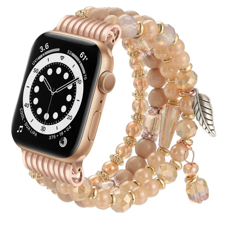 สายรัดนาฬิกาโซ่ลูกปัดพู่ สำหรับ Apple Watch 46 มม. / 49 มม. / 45 มม. / 44 มม. และ Apple Watch 42 มม. / 41 มม. / 40 มม. / 38 มม.