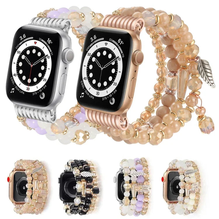 สายรัดนาฬิกาโซ่ลูกปัดพู่ สำหรับ Apple Watch 46 มม. / 49 มม. / 45 มม. / 44 มม. และ Apple Watch 42 มม. / 41 มม. / 40 มม. / 38 มม.