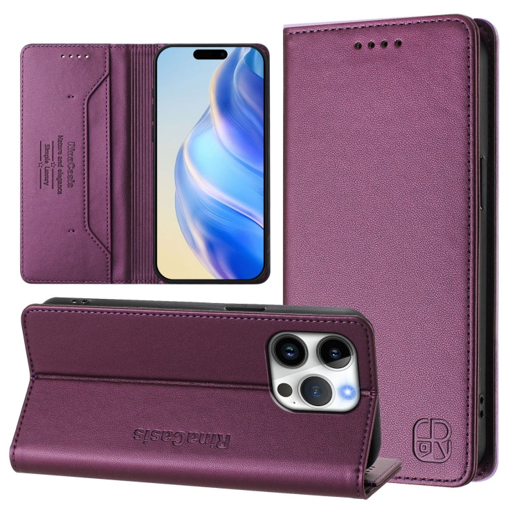 เคสโทรศัพท์หนังดูดแม่เหล็กพับสองชั้น RC01 พร้อม RFID สำหรับ iPhone 17e / 16e, สำหรับ iPhone 17 Pro Max, สำหรับ iPhone 17 Pro, สำหรับ iPhone 17, สำหรับ iPhone Air, สำหรับ iPhone 16 Pro Max