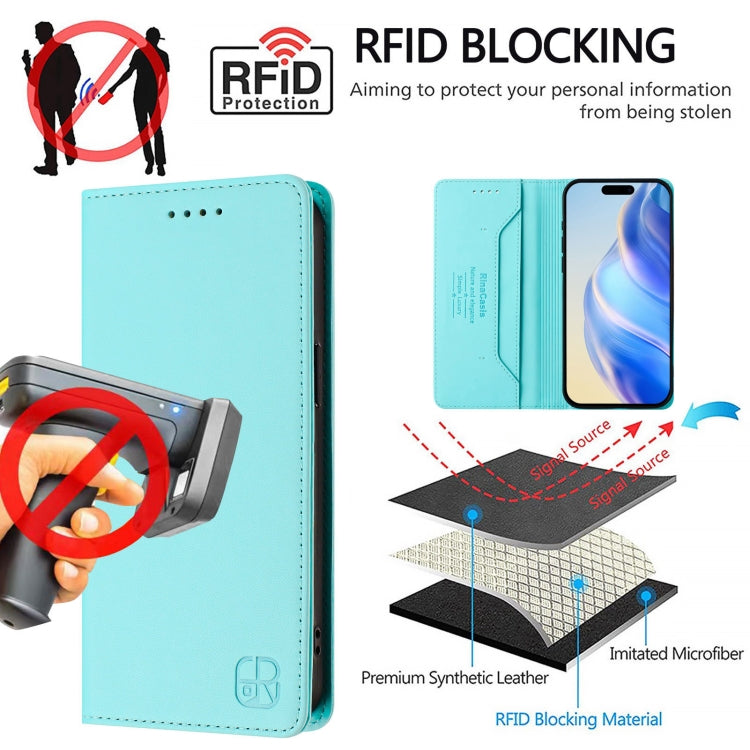 เคสโทรศัพท์หนัง RFID แบบพับสองชั้นพร้อมแม่เหล็กดูด RC01 สำหรับ iPhone 16 Pro, สำหรับ iPhone 16 Plus, สำหรับ iPhone 16, สำหรับ iPhone 15 Pro Max, สำหรับ iPhone 15 Pro, สำหรับ iPhone 15 Plus