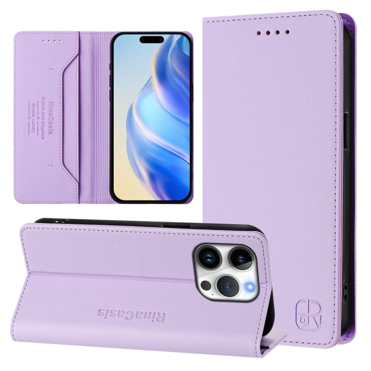 เคสโทรศัพท์หนัง RFID แบบพับสองชั้นพร้อมแม่เหล็กดูด RC01 สำหรับ iPhone 16 Pro, สำหรับ iPhone 16 Plus, สำหรับ iPhone 16, สำหรับ iPhone 15 Pro Max, สำหรับ iPhone 15 Pro, สำหรับ iPhone 15 Plus