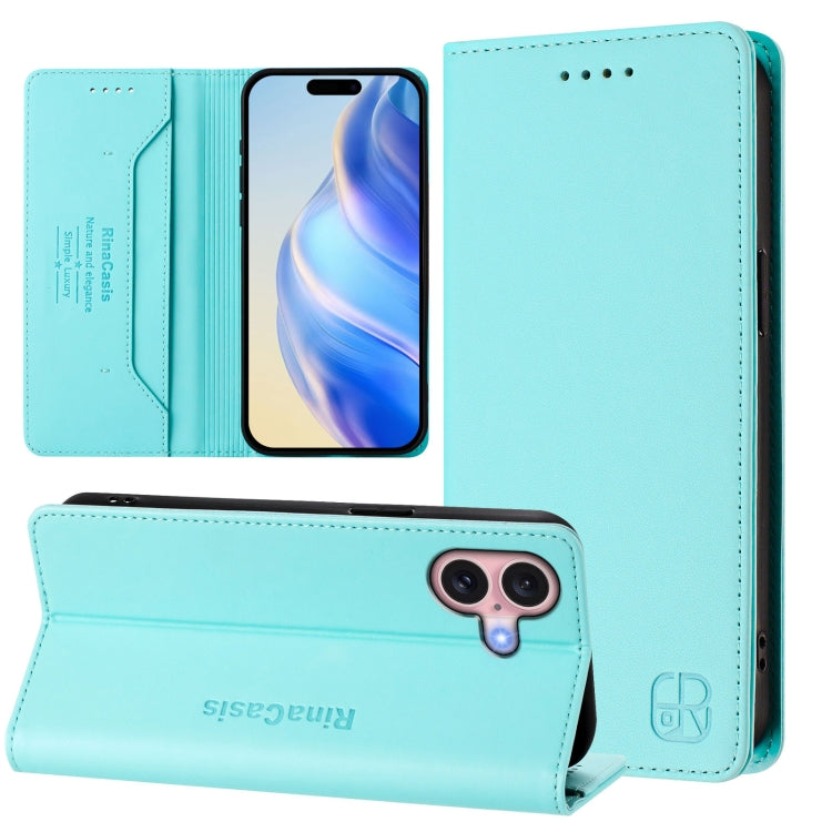 เคสโทรศัพท์หนัง RFID แบบพับสองชั้นพร้อมแม่เหล็กดูด RC01 สำหรับ iPhone 16 Pro, สำหรับ iPhone 16 Plus, สำหรับ iPhone 16, สำหรับ iPhone 15 Pro Max, สำหรับ iPhone 15 Pro, สำหรับ iPhone 15 Plus