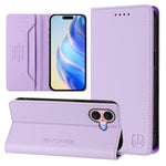 เคสโทรศัพท์หนัง RFID แบบพับสองชั้นพร้อมแม่เหล็กดูด RC01 สำหรับ iPhone 16 Pro, สำหรับ iPhone 16 Plus, สำหรับ iPhone 16, สำหรับ iPhone 15 Pro Max, สำหรับ iPhone 15 Pro, สำหรับ iPhone 15 Plus