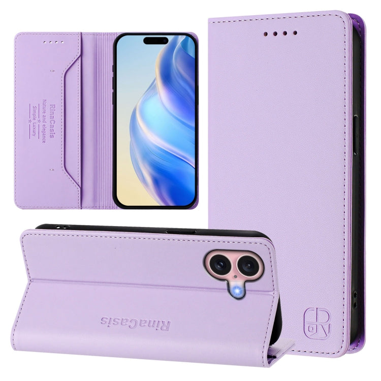เคสโทรศัพท์หนัง RFID แบบพับสองชั้นพร้อมแม่เหล็กดูด RC01 สำหรับ iPhone 16 Pro, สำหรับ iPhone 16 Plus, สำหรับ iPhone 16, สำหรับ iPhone 15 Pro Max, สำหรับ iPhone 15 Pro, สำหรับ iPhone 15 Plus