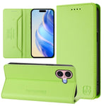 เคสโทรศัพท์หนัง RFID แบบพับสองชั้นพร้อมแม่เหล็กดูด RC01 สำหรับ iPhone 16 Pro, สำหรับ iPhone 16 Plus, สำหรับ iPhone 16, สำหรับ iPhone 15 Pro Max, สำหรับ iPhone 15 Pro, สำหรับ iPhone 15 Plus
