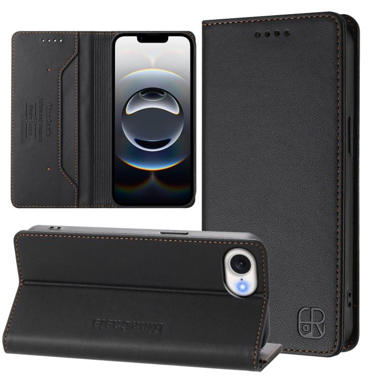 เคสโทรศัพท์หนังดูดแม่เหล็กพับสองชั้น RC01 พร้อม RFID สำหรับ iPhone 17e / 16e, สำหรับ iPhone 17 Pro Max, สำหรับ iPhone 17 Pro, สำหรับ iPhone 17, สำหรับ iPhone Air, สำหรับ iPhone 16 Pro Max