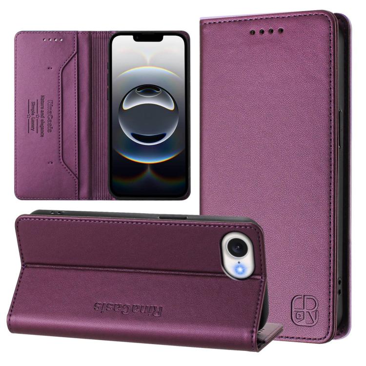 เคสโทรศัพท์หนังดูดแม่เหล็กพับสองชั้น RC01 พร้อม RFID สำหรับ iPhone 17e / 16e, สำหรับ iPhone 17 Pro Max, สำหรับ iPhone 17 Pro, สำหรับ iPhone 17, สำหรับ iPhone Air, สำหรับ iPhone 16 Pro Max