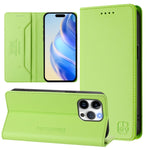 เคสโทรศัพท์หนัง RFID แบบพับสองชั้นพร้อมแม่เหล็กดูด RC01 สำหรับ iPhone 16 Pro, สำหรับ iPhone 16 Plus, สำหรับ iPhone 16, สำหรับ iPhone 15 Pro Max, สำหรับ iPhone 15 Pro, สำหรับ iPhone 15 Plus