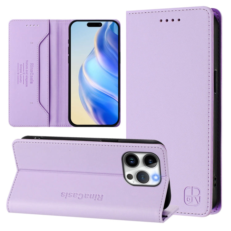 เคสโทรศัพท์หนัง RFID แบบพับสองชั้นพร้อมแม่เหล็กดูด RC01 สำหรับ iPhone 16 Pro, สำหรับ iPhone 16 Plus, สำหรับ iPhone 16, สำหรับ iPhone 15 Pro Max, สำหรับ iPhone 15 Pro, สำหรับ iPhone 15 Plus