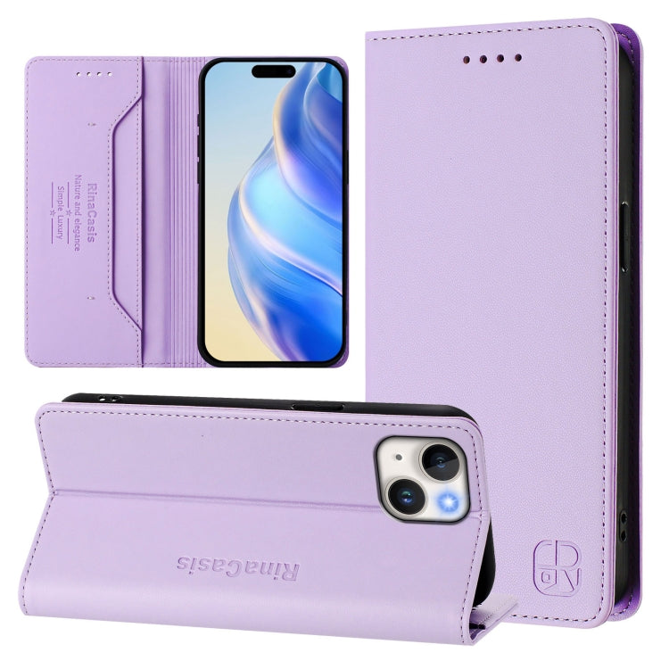 เคสโทรศัพท์หนัง RFID แบบพับสองชั้นพร้อมแม่เหล็กดูด RC01 สำหรับ iPhone 16 Pro, สำหรับ iPhone 16 Plus, สำหรับ iPhone 16, สำหรับ iPhone 15 Pro Max, สำหรับ iPhone 15 Pro, สำหรับ iPhone 15 Plus
