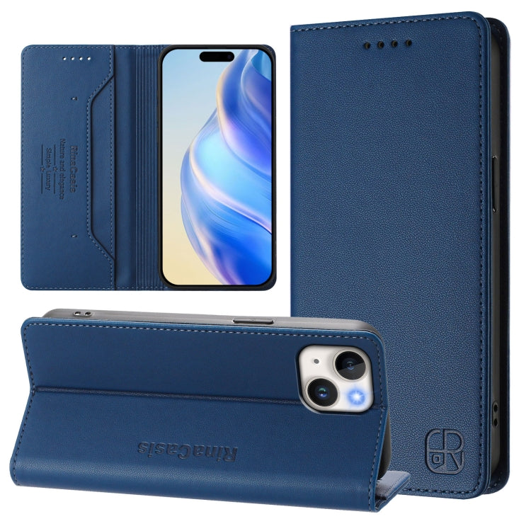 เคสโทรศัพท์หนัง RFID แบบพับสองชั้นพร้อมแม่เหล็กดูด RC01 สำหรับ iPhone 16 Pro, สำหรับ iPhone 16 Plus, สำหรับ iPhone 16, สำหรับ iPhone 15 Pro Max, สำหรับ iPhone 15 Pro, สำหรับ iPhone 15 Plus
