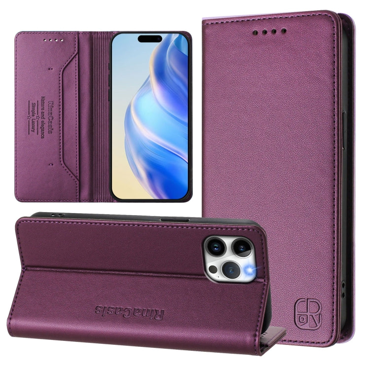 RC01 Dual-Folded Magnetic Suction RFID Leather Phone Case, For iPhone 13 Pro Max, For iPhone 13 Pro, For iPhone 13 mini, For iPhone 12 / 12 Pro, For iPhone 12 Pro Max, For iPhone 12 mini