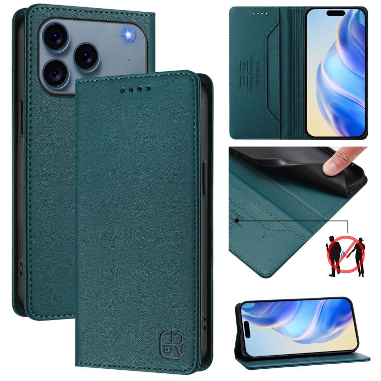 เคสโทรศัพท์หนังดูดแม่เหล็กพับสองชั้น RC01 พร้อม RFID สำหรับ iPhone 17e / 16e, สำหรับ iPhone 17 Pro Max, สำหรับ iPhone 17 Pro, สำหรับ iPhone 17, สำหรับ iPhone Air, สำหรับ iPhone 16 Pro Max