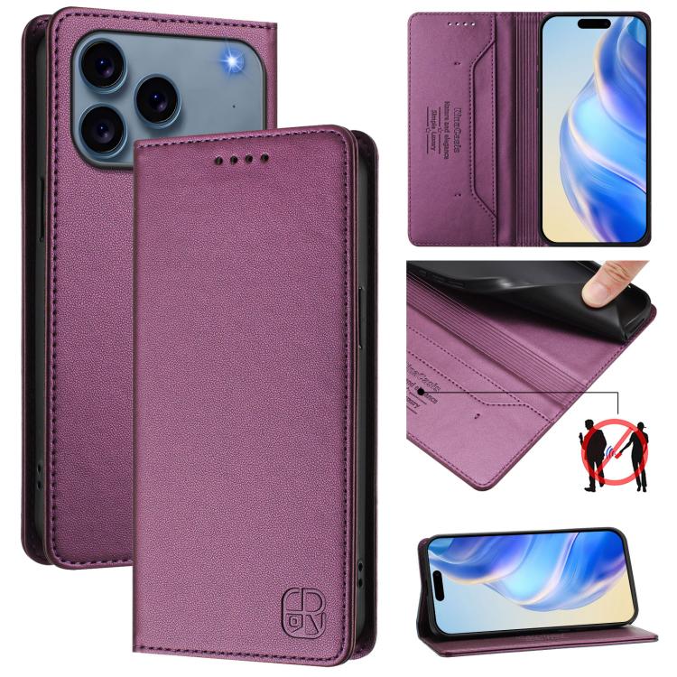 เคสโทรศัพท์หนังดูดแม่เหล็กพับสองชั้น RC01 พร้อม RFID สำหรับ iPhone 17e / 16e, สำหรับ iPhone 17 Pro Max, สำหรับ iPhone 17 Pro, สำหรับ iPhone 17, สำหรับ iPhone Air, สำหรับ iPhone 16 Pro Max