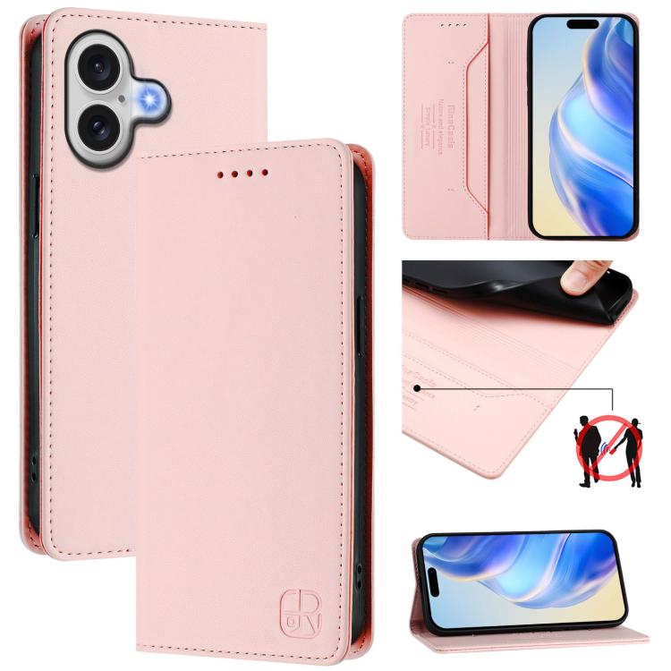 เคสโทรศัพท์หนังดูดแม่เหล็กพับสองชั้น RC01 พร้อม RFID สำหรับ iPhone 17e / 16e, สำหรับ iPhone 17 Pro Max, สำหรับ iPhone 17 Pro, สำหรับ iPhone 17, สำหรับ iPhone Air, สำหรับ iPhone 16 Pro Max