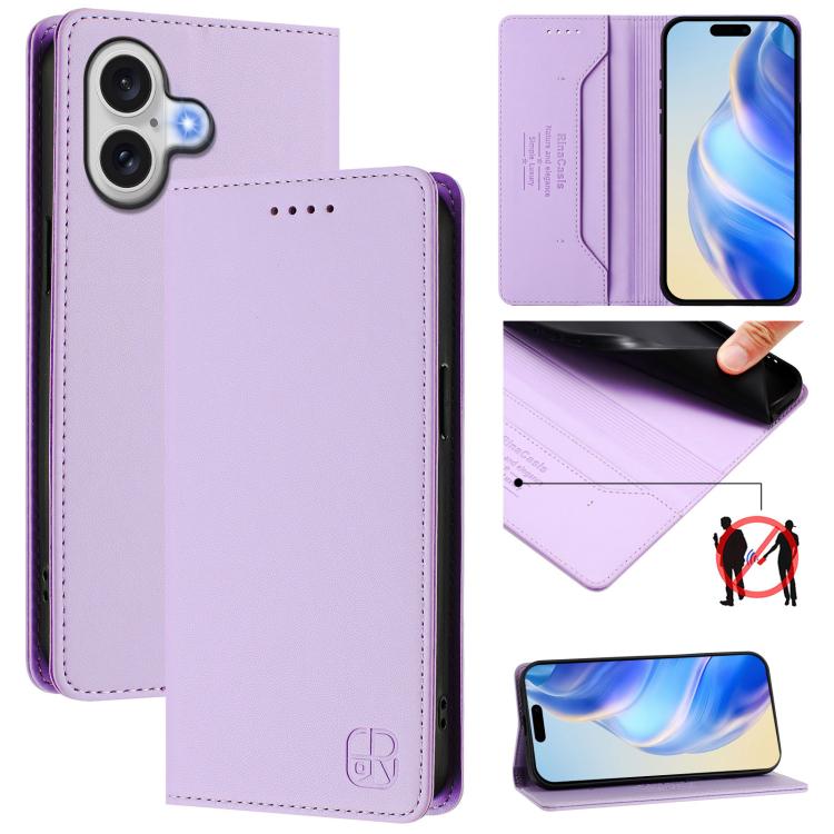 เคสโทรศัพท์หนังดูดแม่เหล็กพับสองชั้น RC01 พร้อม RFID สำหรับ iPhone 17e / 16e, สำหรับ iPhone 17 Pro Max, สำหรับ iPhone 17 Pro, สำหรับ iPhone 17, สำหรับ iPhone Air, สำหรับ iPhone 16 Pro Max
