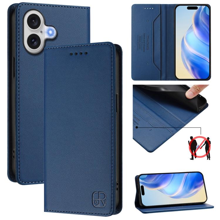 เคสโทรศัพท์หนังดูดแม่เหล็กพับสองชั้น RC01 พร้อม RFID สำหรับ iPhone 17e / 16e, สำหรับ iPhone 17 Pro Max, สำหรับ iPhone 17 Pro, สำหรับ iPhone 17, สำหรับ iPhone Air, สำหรับ iPhone 16 Pro Max
