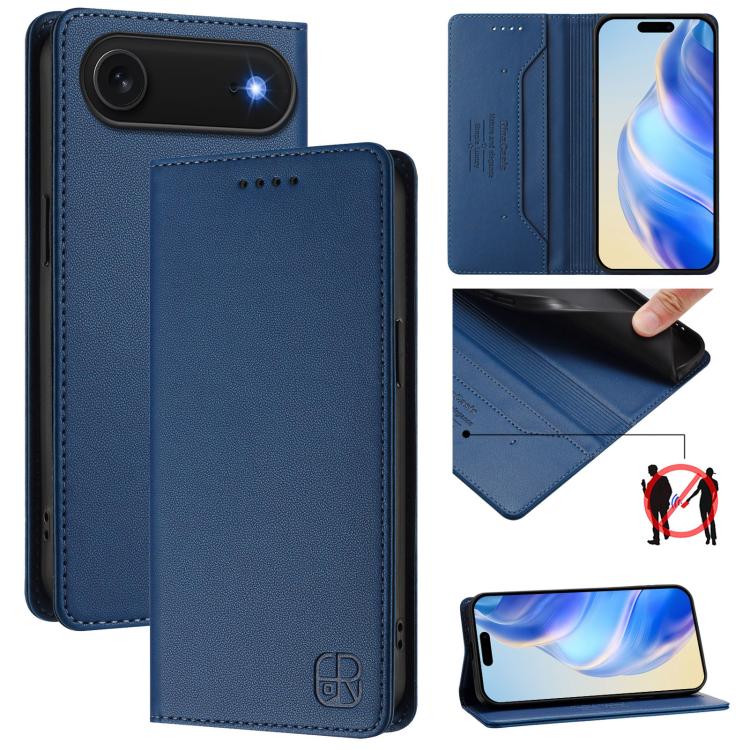 เคสโทรศัพท์หนังดูดแม่เหล็กพับสองชั้น RC01 พร้อม RFID สำหรับ iPhone 17e / 16e, สำหรับ iPhone 17 Pro Max, สำหรับ iPhone 17 Pro, สำหรับ iPhone 17, สำหรับ iPhone Air, สำหรับ iPhone 16 Pro Max
