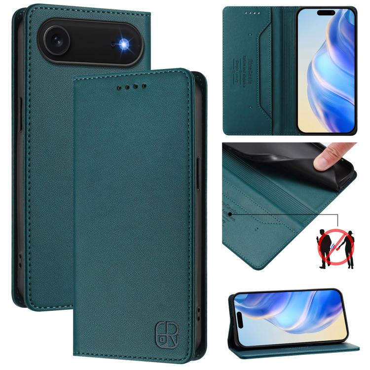 เคสโทรศัพท์หนังดูดแม่เหล็กพับสองชั้น RC01 พร้อม RFID สำหรับ iPhone 17e / 16e, สำหรับ iPhone 17 Pro Max, สำหรับ iPhone 17 Pro, สำหรับ iPhone 17, สำหรับ iPhone Air, สำหรับ iPhone 16 Pro Max