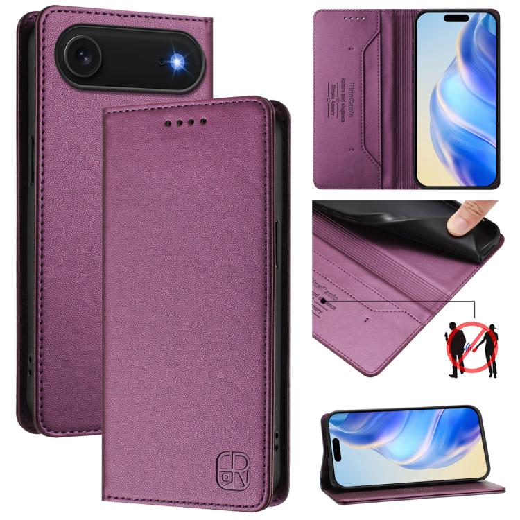 เคสโทรศัพท์หนังดูดแม่เหล็กพับสองชั้น RC01 พร้อม RFID สำหรับ iPhone 17e / 16e, สำหรับ iPhone 17 Pro Max, สำหรับ iPhone 17 Pro, สำหรับ iPhone 17, สำหรับ iPhone Air, สำหรับ iPhone 16 Pro Max