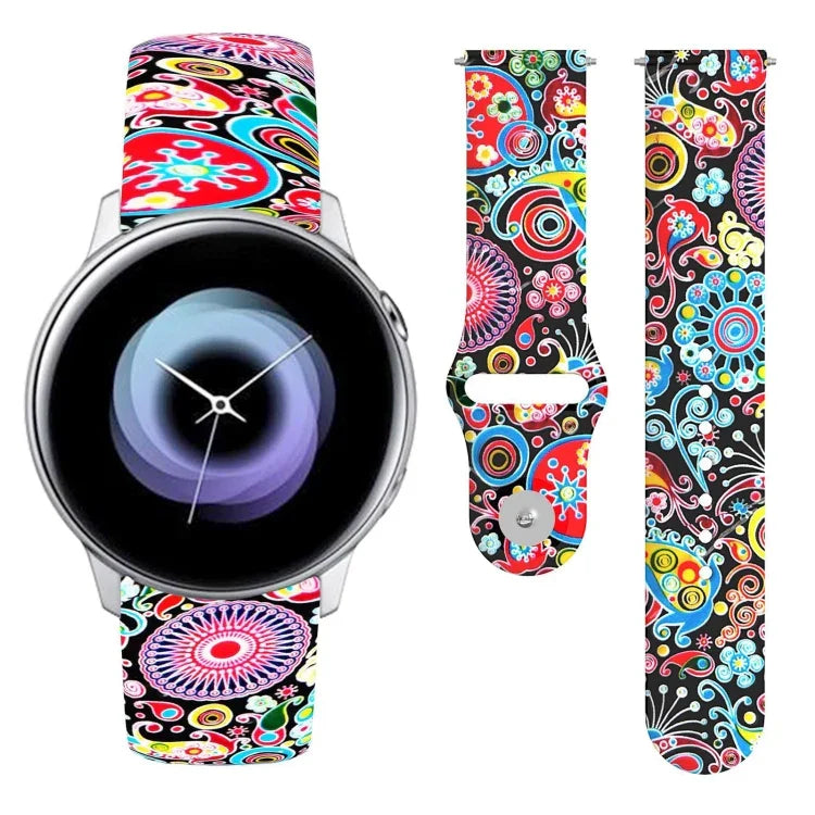 สายซิลิโคนพิมพ์ลายแบบหัวเข็มขัดกลับด้าน 20mm สำหรับ Samsung Galaxy Active2