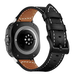 สายรัดนาฬิกาหนังแท้หัวเข็มขัดสีดำ สำหรับ Samsung Galaxy Watch Ultra 47 มม. / Ultra 2025