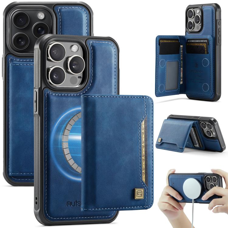 เคสโทรศัพท์กระเป๋าใส่บัตรพับแม่เหล็ก RFID AutSpace A13 MagSafe สำหรับ iPhone 12 Pro Max, สำหรับ iPhone 12 Pro