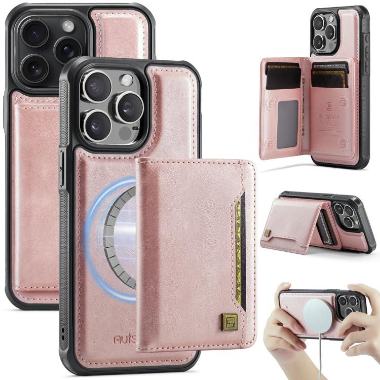 เคสโทรศัพท์กระเป๋าใส่บัตรพับแม่เหล็ก RFID AutSpace A13 MagSafe สำหรับ iPhone 12 Pro Max, สำหรับ iPhone 12 Pro
