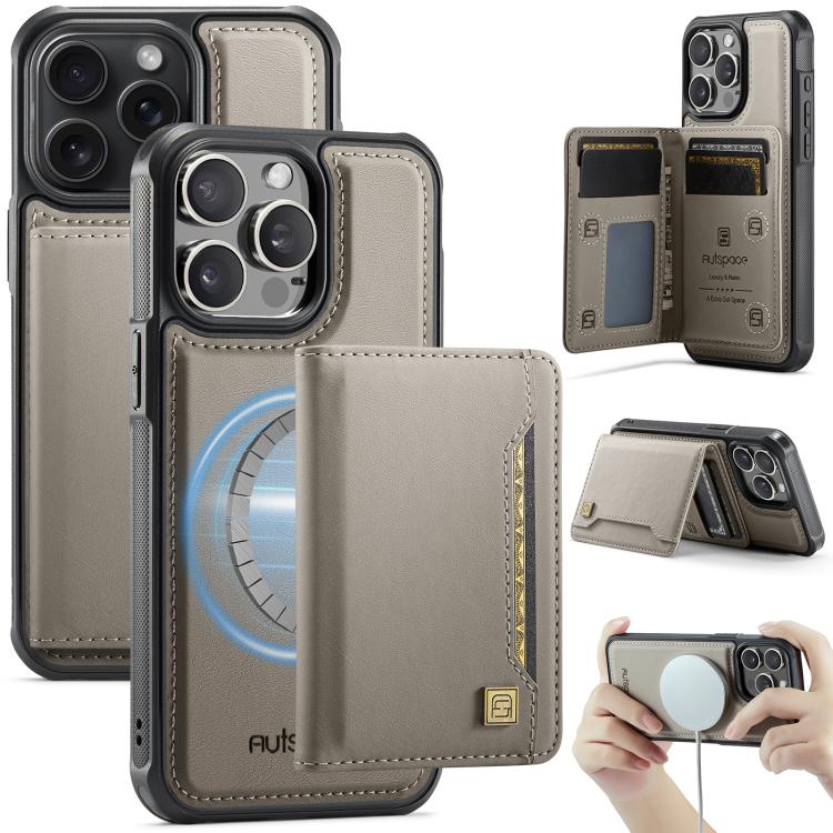 เคสโทรศัพท์กระเป๋าใส่บัตรพับแม่เหล็ก RFID AutSpace A13 MagSafe สำหรับ iPhone 12 Pro Max, สำหรับ iPhone 12 Pro