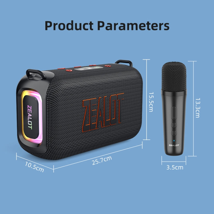 ลำโพงบลูทูธพกพากันน้ำ 50W พร้อมไมโครโฟน Zealot S85M, S85 + 1 ไมค์