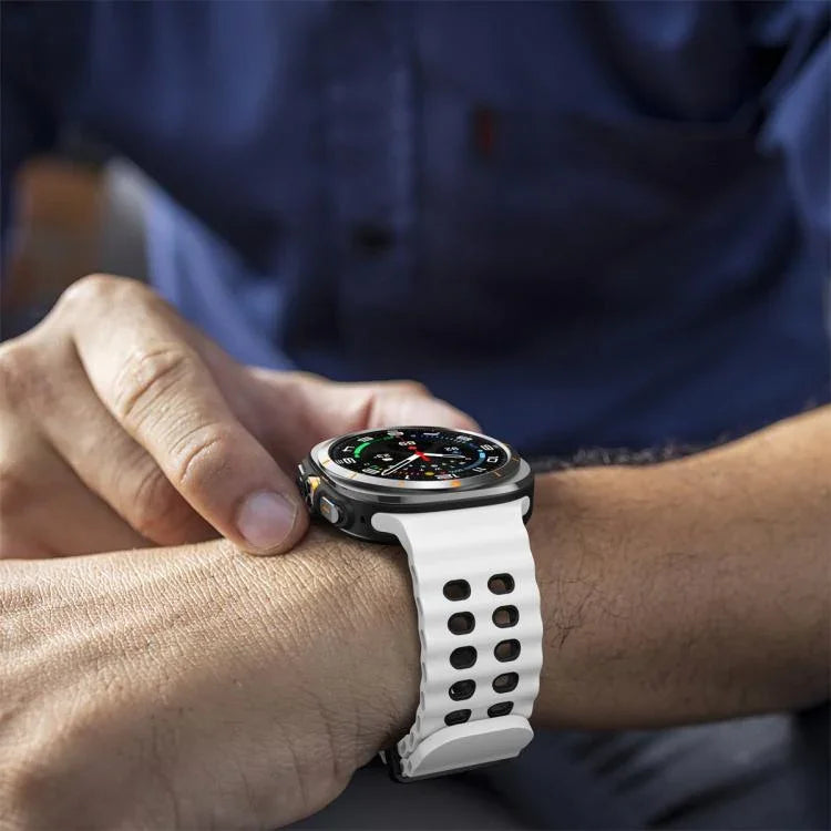 สายรัดนาฬิกาซิลิโคนรูคู่สองแถวสองสี Ocean สำหรับ Samsung Galaxy Watch Ultra 47 มม. / Ultra 2025