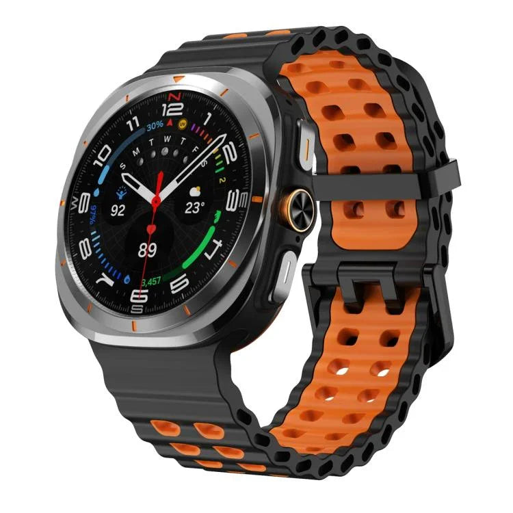 สายรัดนาฬิกาซิลิโคนรูคู่สองแถวสองสี Ocean สำหรับ Samsung Galaxy Watch Ultra 47 มม. / Ultra 2025
