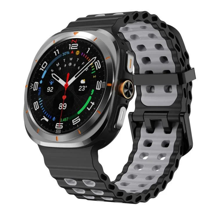 สายรัดนาฬิกาซิลิโคนรูคู่สองแถวสองสี Ocean สำหรับ Samsung Galaxy Watch Ultra 47 มม. / Ultra 2025