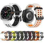 สายรัดนาฬิกาซิลิโคนรูคู่สองแถวสองสี Ocean สำหรับ Samsung Galaxy Watch Ultra 47 มม. / Ultra 2025