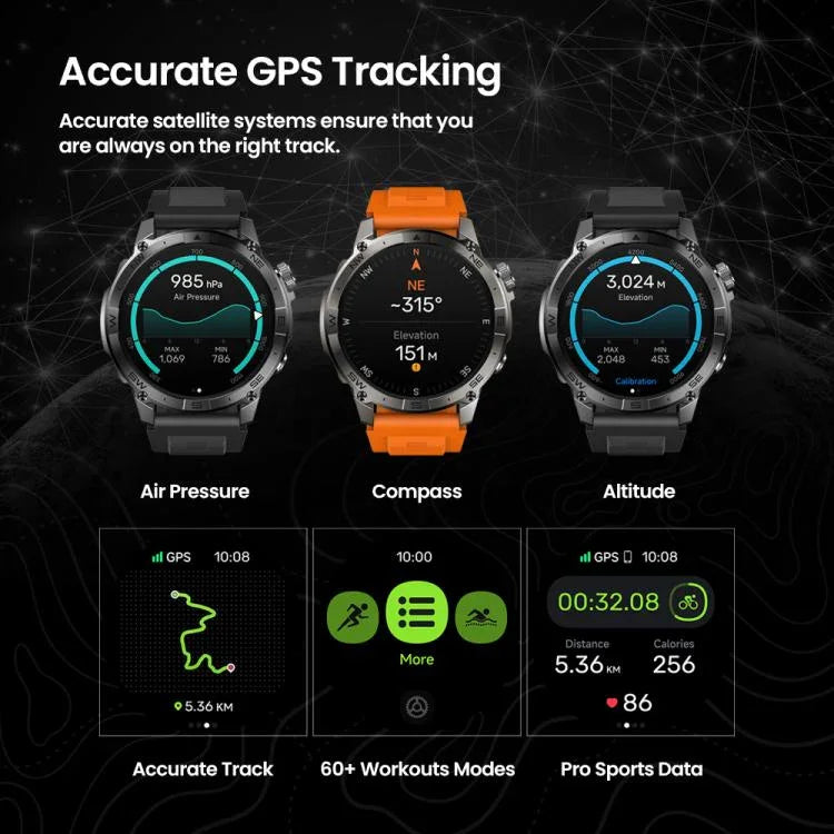 นาฬิกาอัจฉริยะ Zeblaze Stratos 2 Plus หน้าจอ 1.43 นิ้ว 3 ATM สุขภาพและฟิตเนส GPS, Stratos 2 Plus