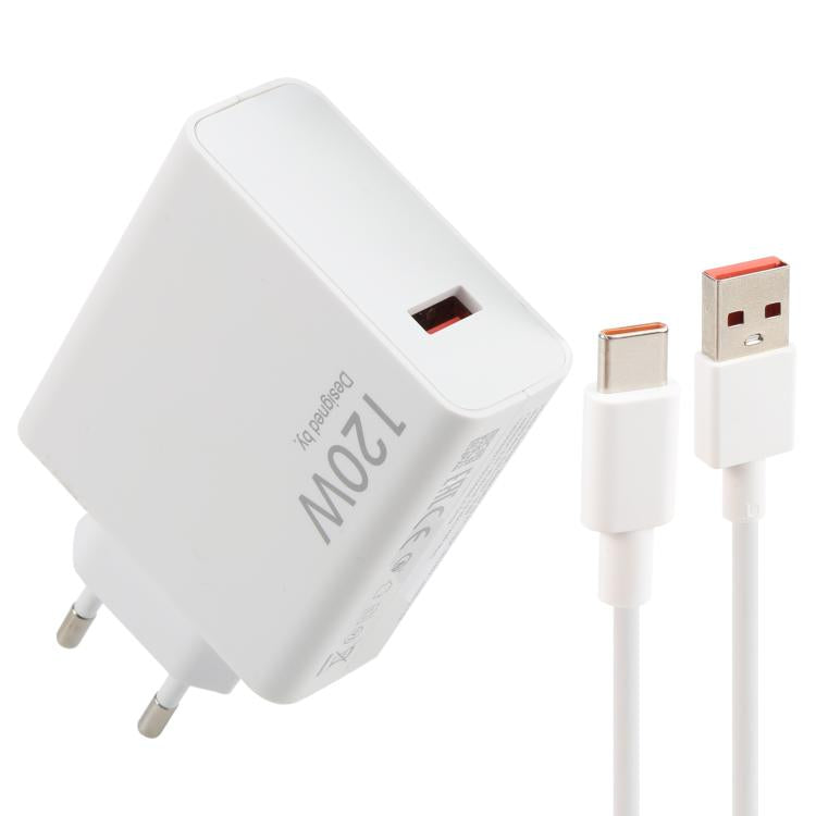 ที่ชาร์จเร็ว USB 120W พร้อมสาย USB ถึง Type-C ยาว 1 เมตร, 120W