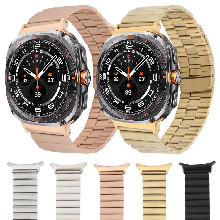 สายรัดนาฬิกาแม่เหล็กสแตนเลสสตีลลายไม้ไผ่ สำหรับ Samsung Galaxy Watch Ultra 47 มม. / Ultra 2025