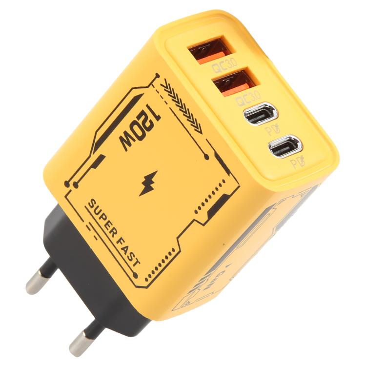 อะแดปเตอร์ชาร์จ AR-PD14 GaN 120W 4 พอร์ต 2 PD 2 QC 3.0 USB และ USB-C / Type-C ชาร์จเร็ว ปลั๊ก EU, ปลั๊ก US