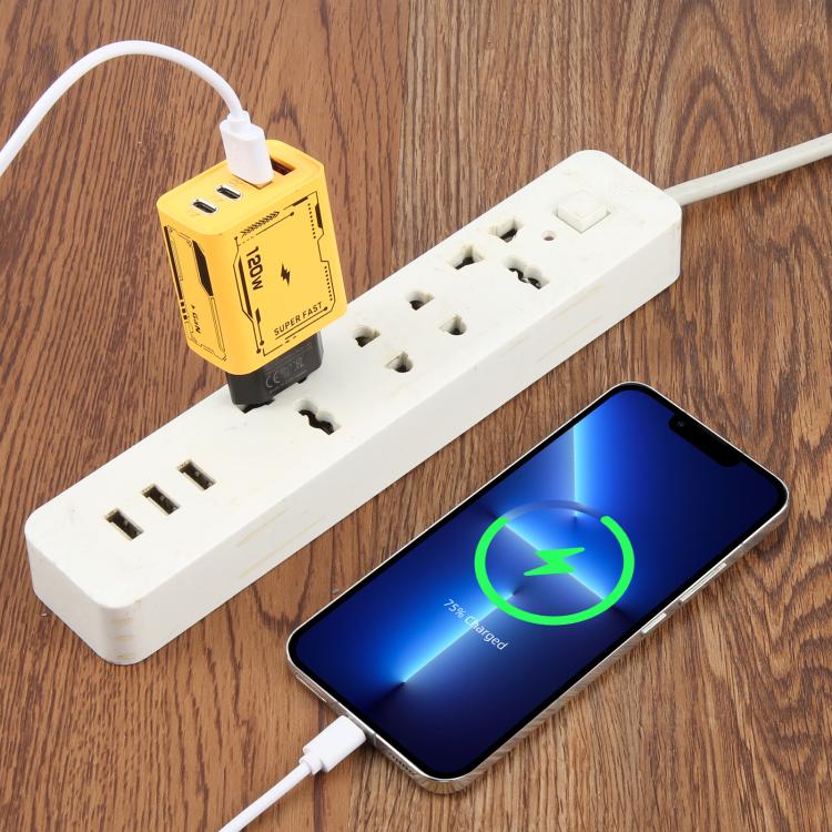 อะแดปเตอร์ชาร์จ AR-PD14 GaN 120W 4 พอร์ต 2 PD 2 QC 3.0 USB และ USB-C / Type-C ชาร์จเร็ว ปลั๊ก EU, ปลั๊ก US