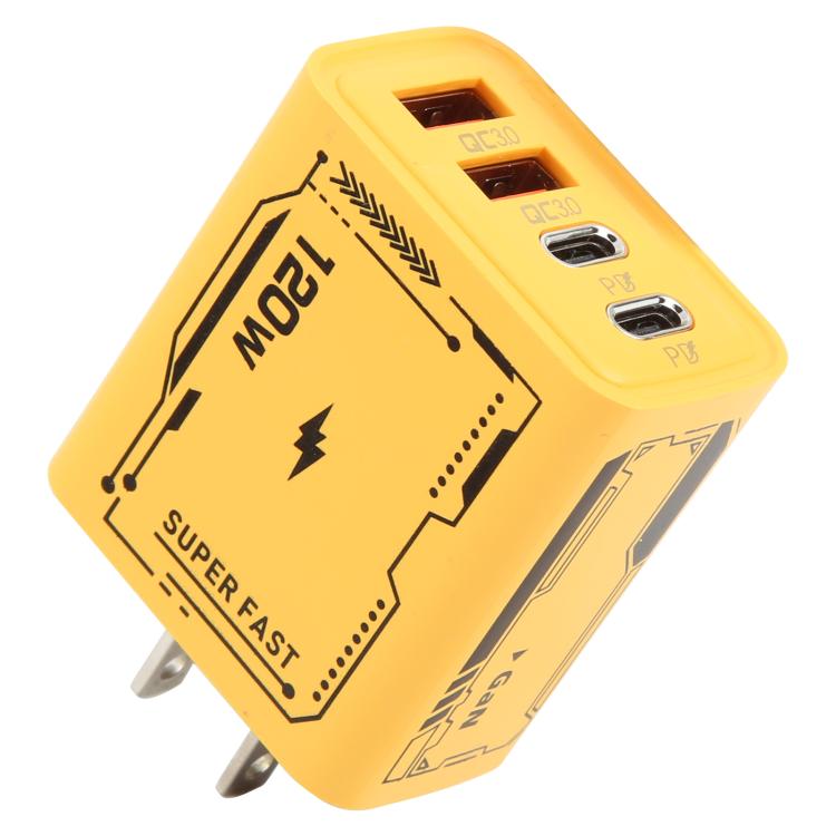 อะแดปเตอร์ชาร์จ AR-PD14 GaN 120W 4 พอร์ต 2 PD 2 QC 3.0 USB และ USB-C / Type-C ชาร์จเร็ว ปลั๊ก EU, ปลั๊ก US