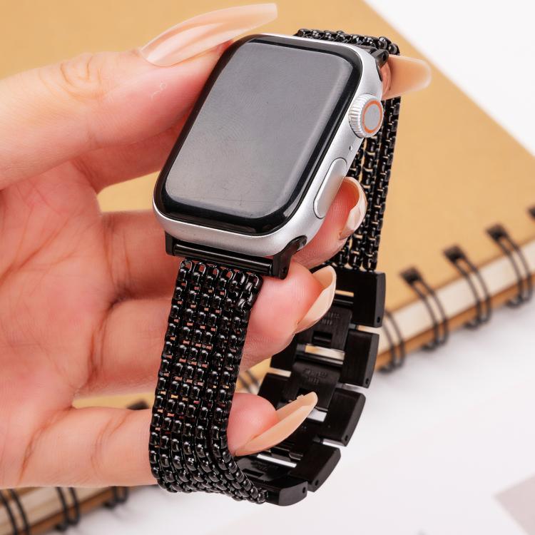 สายรัดนาฬิกาสแตนเลส 6 โซ่ สำหรับ Apple Watch 46 มม. / 49 มม. / 45 มม. / 44 มม. และ Apple Watch 42 มม. / 41 มม. / 40 มม. / 38 มม.