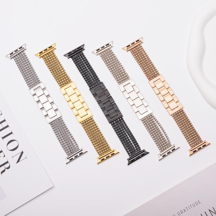 สายรัดนาฬิกาสแตนเลส 6 โซ่ สำหรับ Apple Watch 46 มม. / 49 มม. / 45 มม. / 44 มม. และ Apple Watch 42 มม. / 41 มม. / 40 มม. / 38 มม.