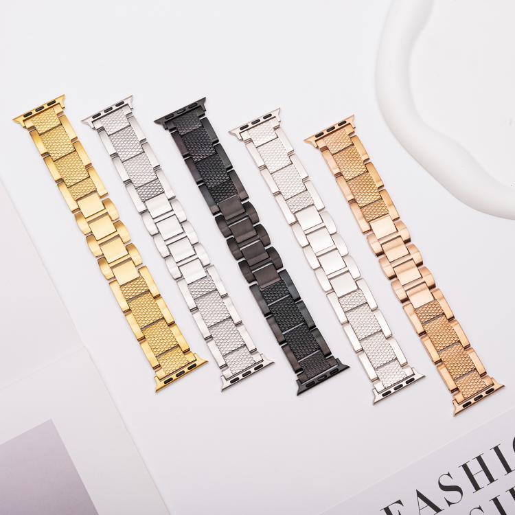 สายรัดนาฬิกาสแตนเลส 3 เม็ดลายเกลียวคลื่น สำหรับ Apple Watch 46 มม. / 49 มม. / 45 มม. / 44 มม. และ Apple Watch 42 มม. / 41 มม. / 40 มม. / 38 มม.